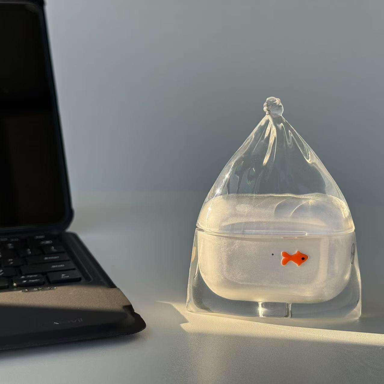 THE Three-dimensional Small Goldfish Transparent Apple AirpodsPro Case Cover