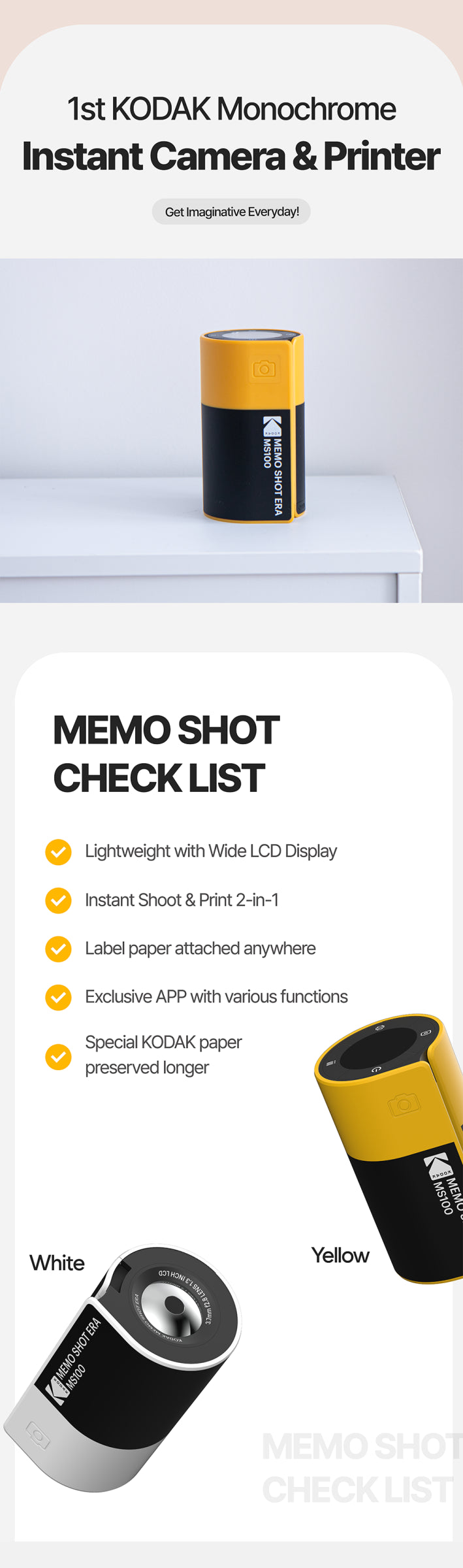 KODAK MemoShot Era Camera Polaroid Label Printer